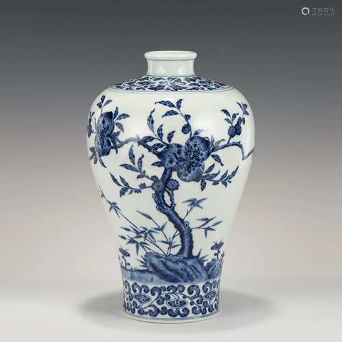 QIANLONG BLUE & WHITE POMEGRANATE MEIPING JAR