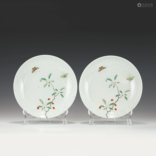 PAIR QING DAOGUANG FAMILLE ROSE PLATES