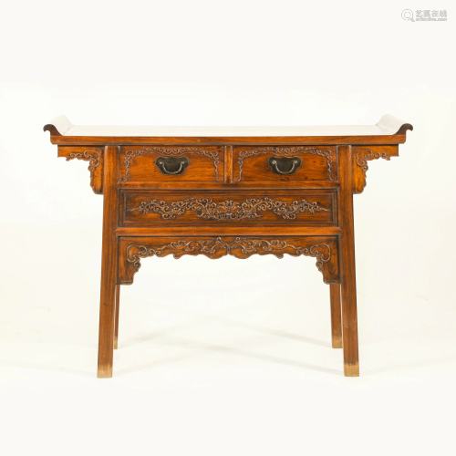 HUANGHUALI DOUBLE DRAWERS COMMODE ALTAR