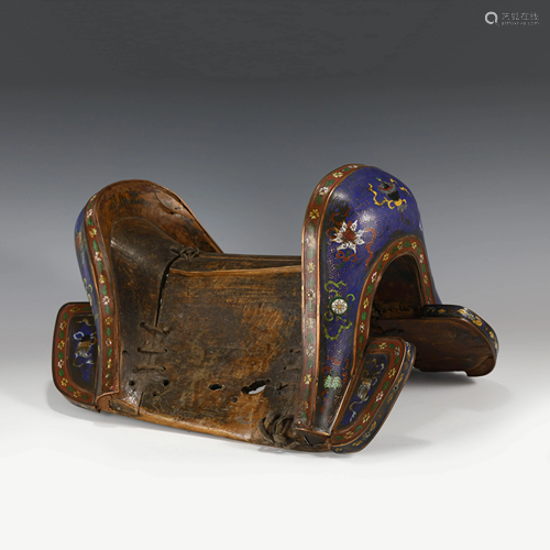 QING CLOISONNE HORSE SADDLE