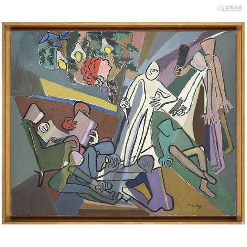 SUZANNE ROGER (1899-1986) LE JEU CRUEL, 1956 Huile sur toile...