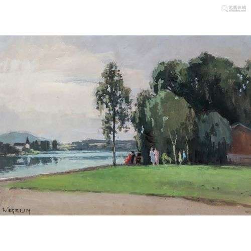 ÉMILE WEGELIN (1875-1962) VUE ANIMÉE DE STAIN-AM-RHEIN, 1949...