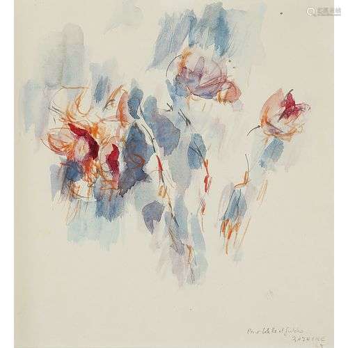 JEAN BAZAINE (1904-2001) FLEURS, 1965 Aquarelle et crayon de...