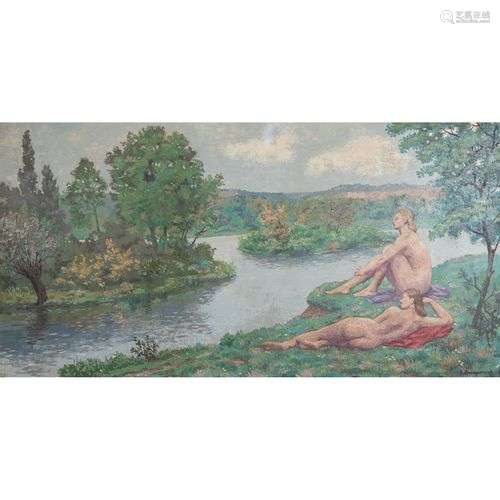 ÉMILE-LOUIS BRACQUEMOND (1889-1970) BAIGNEUSES AU BORD DE L'...