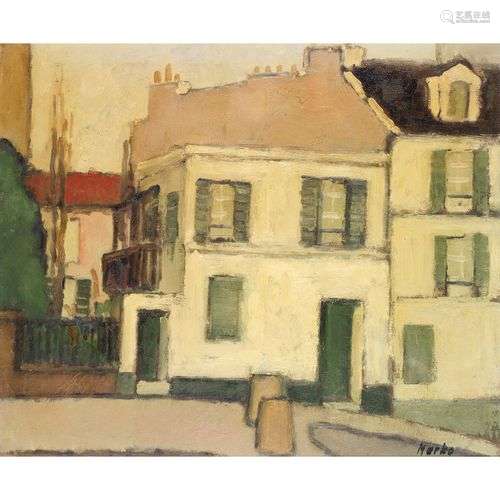 MARKO STUPAR (NÉ EN 1936) MAISONS AUX VOLETS VERTS Huile sur...