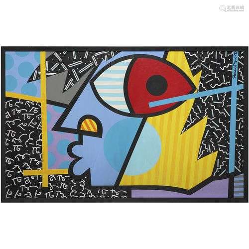 ROMERO BRITTO (né en 1963) Teen, 1993 Acrylique sur toile Si...