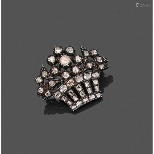 192 FIN XVIIIEME-DEBUT XIXEME SIECLE BROCHE PANIER DIAMANT L...