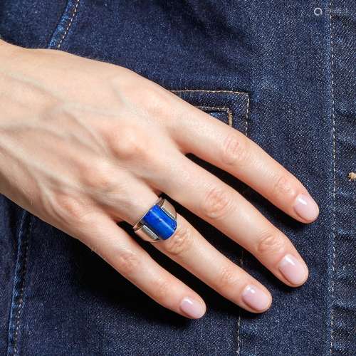 AUGUSTE PEYROULA ANNÉES 1925-1930 BAGUE CHEVALIÈRE LAPIS-LAZ...