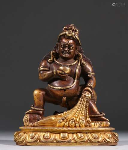 清 藏传佛教铜鎏金护法神像