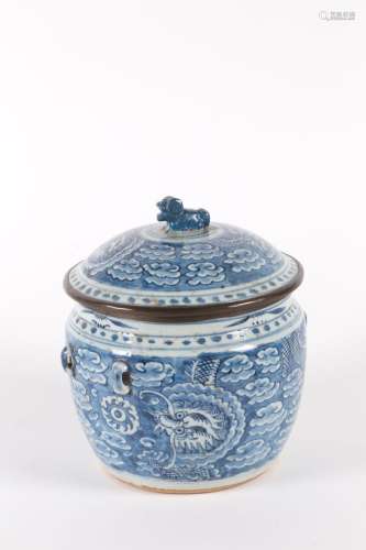 White and blue porcelain pot. China. 19th century