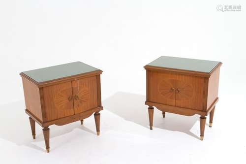 Two night stands in glass and brass. 1950s