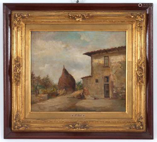 FRANCESCO GIOLI. Oil on wooden board ‘FARMSTEAD’