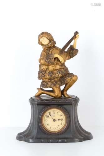 Clock in golden-plated bronze. JUNGHAS mechanism