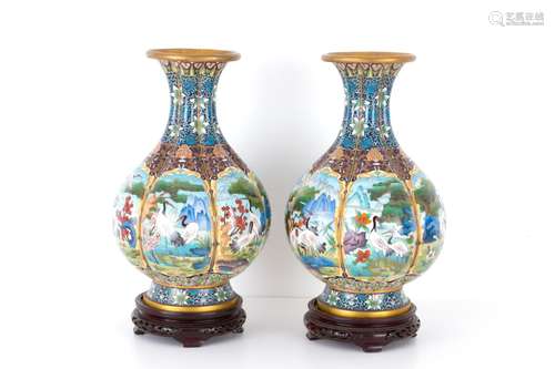 Two cloisonne vases. China. 20th century