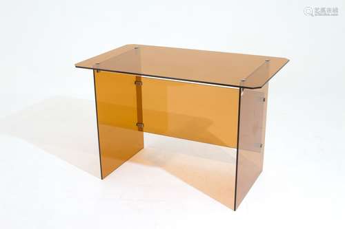 Glass and brass desk. GALLOTTI E RADICE. 1970s