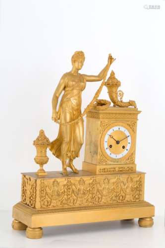 Golden-plated bronze clock. 19th century