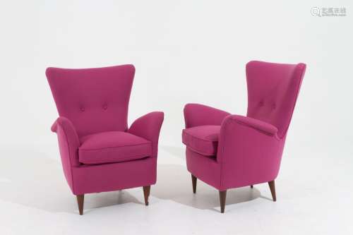 MELCHIORRE BEGA (Attr). Two armchairs. 1950s