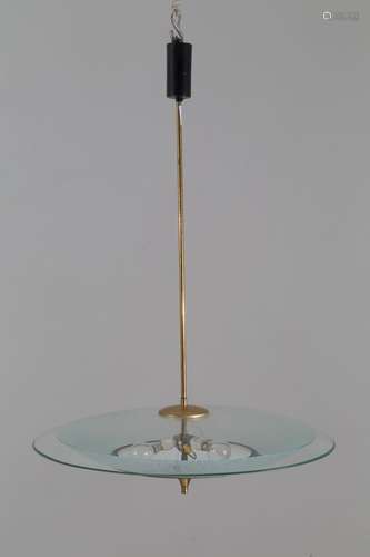 Glass chandelier in Fontana Arte’s style. 1950s