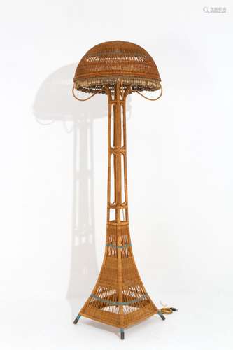 Rare floor lamp in bamboo. Italy. 1950s