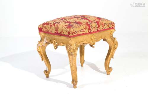 Golden-plated wooden stool. 19th century