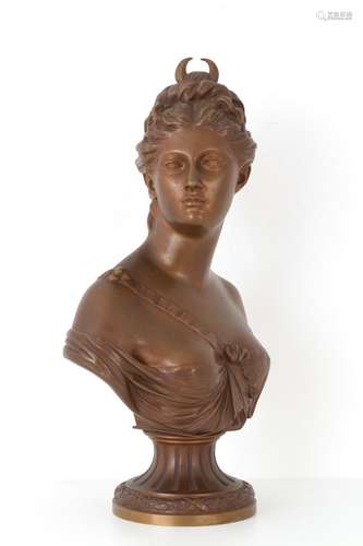 J. A. HOUDON. Bronze sculpture ‘DIANA’. 19th c