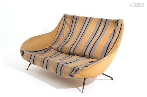 Rare sofa in yellow fabric. Italy. 1950s