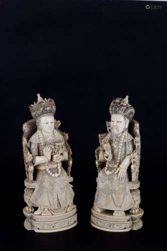 Two sculptures ‘DIGNITARIES’. China. 20th century