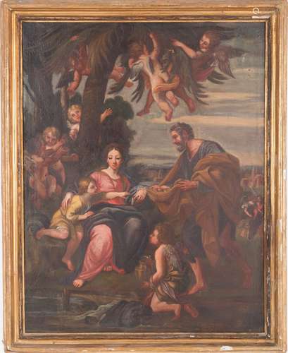 Oil on canvas ‘THE HOLY FAMILY’. 17th-18th c