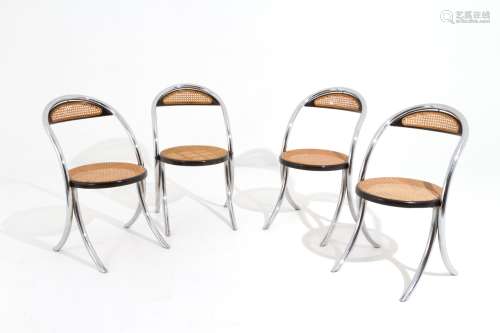 ROMEO REGA (Attr). Four steel chairs. 1970s