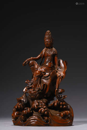 A Carved Boxwood Statue of Tankasri Avalokitesvara