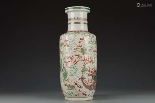 A GUCAI DRAGON AND PHOENIX ROULEAU VASE