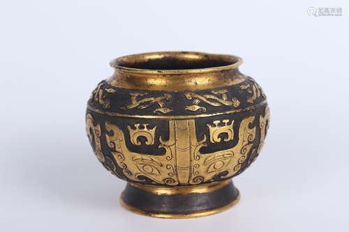 A GILT BRONZE BEAST JAR