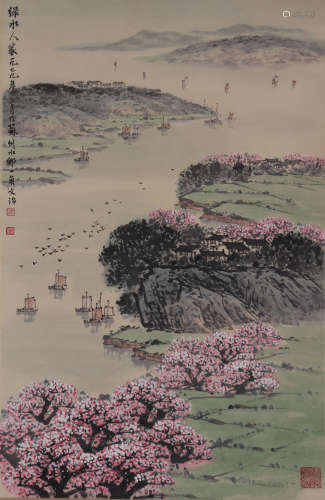 CHINESE PAVILION AND SAILING PAINTING, SONG WENZHI MARK
