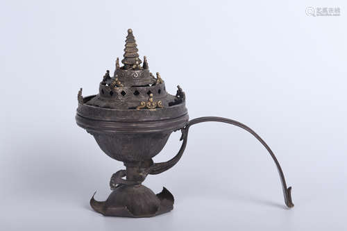 A SILVER BOSHAN INCENSE BURNER