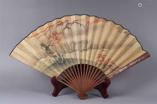 A CHINESE LANDSCAPE FOLDING FAN