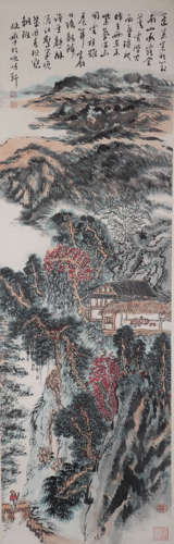 CHINESE VERDANT MOUNTAINS AND PAVILION PAINTING, LU YANSHAO ...