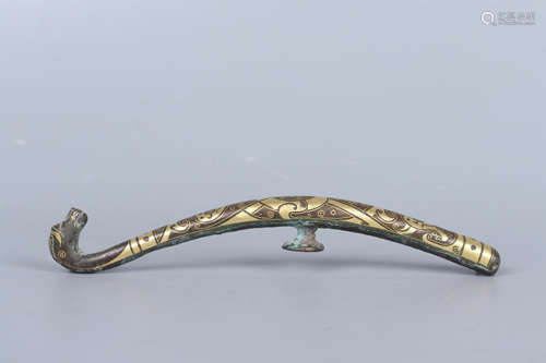 A GOLD INLAYING DRAGON BELT HOOK