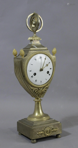 A 19th century French Empire period bronze mantel clock