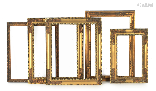 A set of five frames from 19th-20th centuries in carved