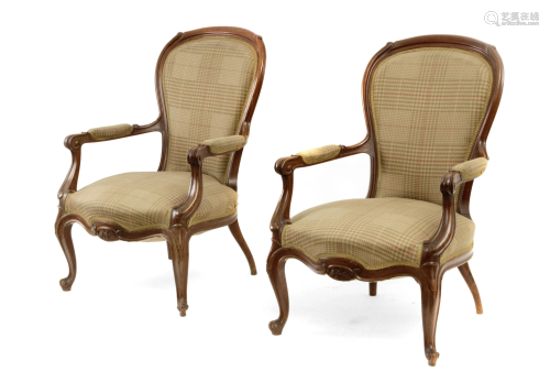 A pair of 19th century Victorian mahogany armchairs