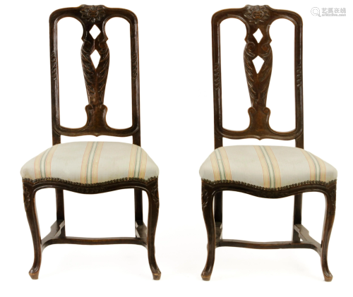 A pair of 19th century Portuguese walnut chairs