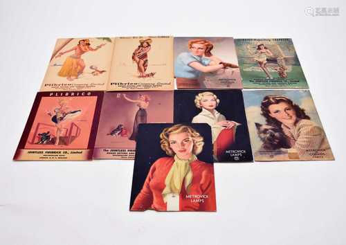 A group of 1950s advertising boards featuring glamourous lad...