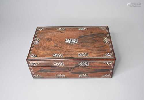 A Victorian rosewood veneered, mother-of-pearl inlaid, writi...