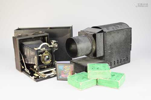 An Ensign Junior magic lantern and a Premo plate camera