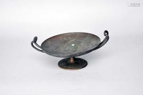 A French bronze kylix shape pedestal dish