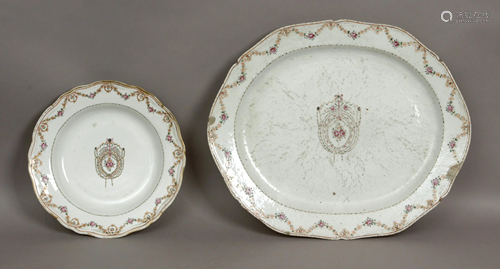 An 18th dish and serving tray in Chinese export