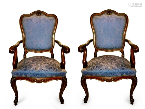 A pair of 20th century Louis XV style mahogany