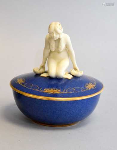 An Art Deco Royal Worcester Dubarry powder pot and cover