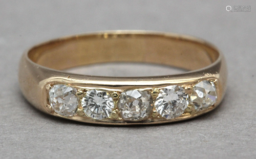 An old cut diamonds half eternity ring