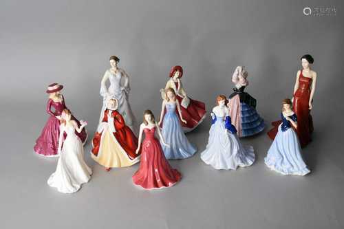 Seven Royal Doulton ladies and four Royal Worcester ladies